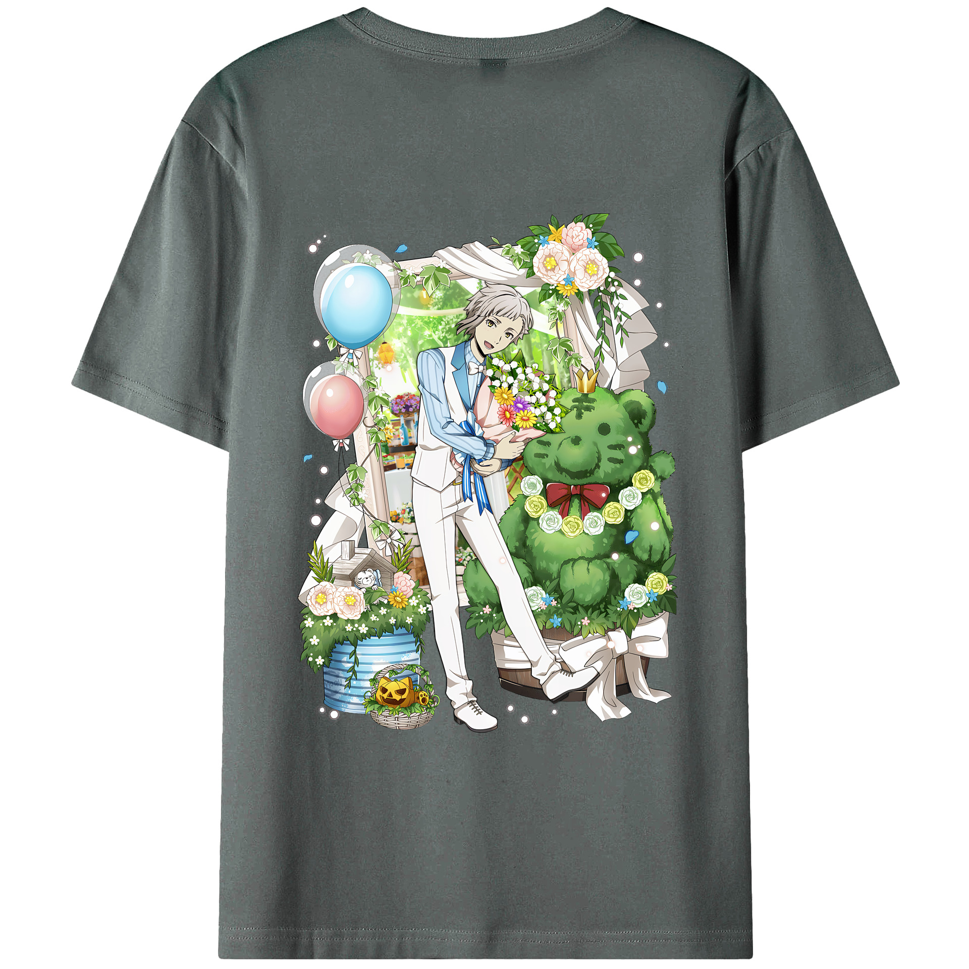 （画像用） 文豪ストレイドッグス Bungo Stray Dogs 綿100％ メンズ半袖Tシャツ（バックプリント） 通気性